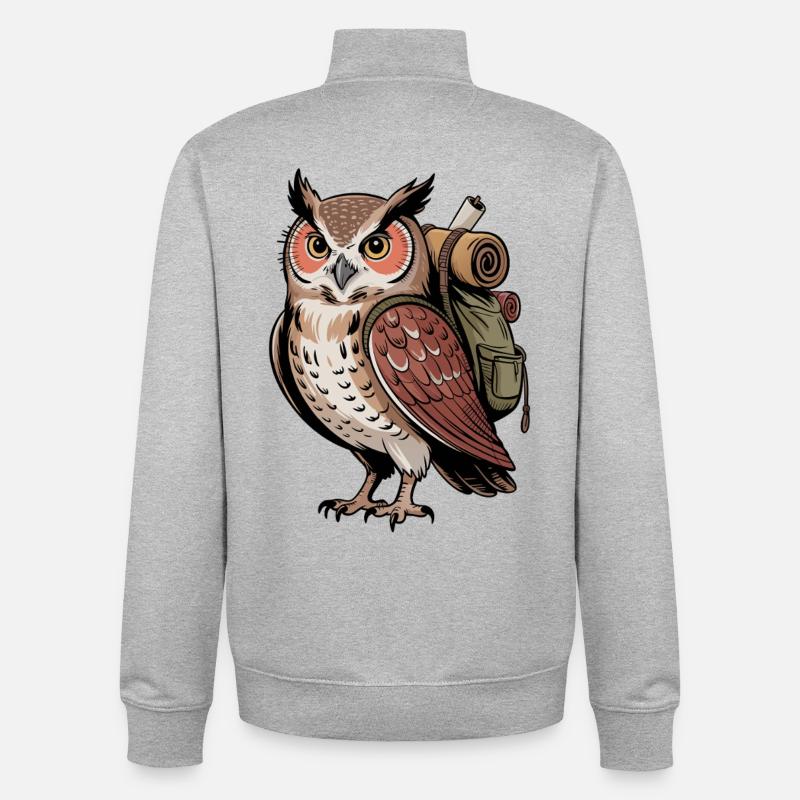 Wandernde Eule - Unisex Organic Zip Sweatshirt von Stanley/Stella - Grau meliert