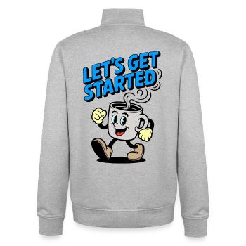 Lass uns loslegen Kaffeebecher - Unisex Organic Zip Sweatshirt von Stanley/Stella - Grau meliert - Hinten - AI Model Male 185 light (185cm)