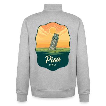 Pisa Leaning Tower Vintage Sunset Badge - Unisex Organic Zip Sweatshirt by Stanley/Stella - heather grey - Back - AI Model Male 185 light (185cm)