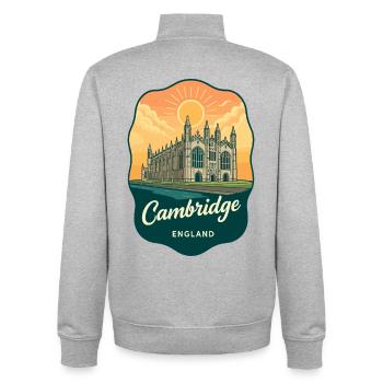 Cambridge Kings College Retro-Abzeichen - Unisex Organic Zip Sweatshirt von Stanley/Stella - Grau meliert - Hinten - AI Model Male 185 light (185cm)