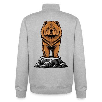 Dog Chow Chow Portrait Lion Mane - Unisex Organic Zip Sweatshirt by Stanley/Stella - heather grey - Back - AI Model Male 185 light (185cm)