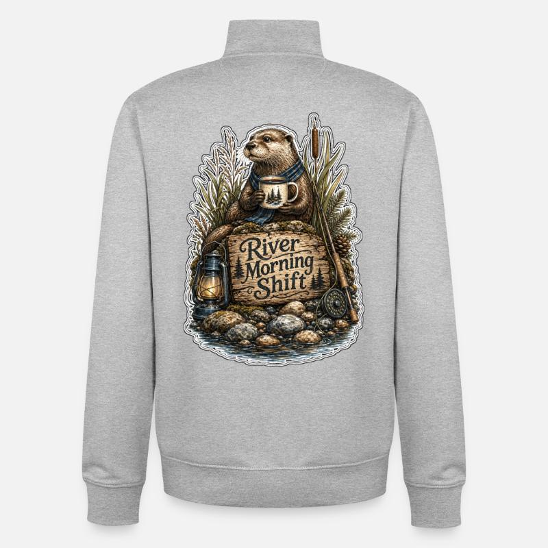 River Morning Shift Otter - Unisex Organic Zip Sweatshirt von Stanley/Stella - Grau meliert