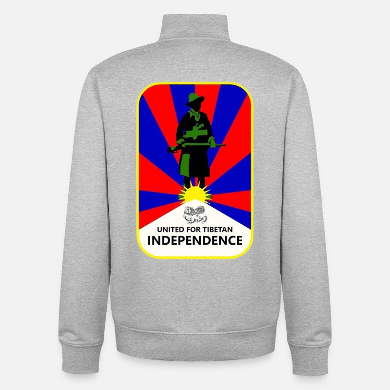 Union populaire pour l’indépendance du Tibet - Sweat zippé unisexe en coton bio Stanley/Stella - gris chiné