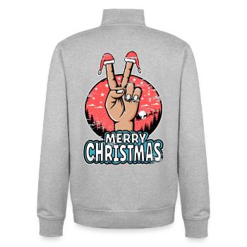 Frohes Weihnachten Peacezeichen Motiv - Unisex Organic Zip Sweatshirt von Stanley/Stella - Grau meliert - Hinten - AI Model Male 185 light (185cm)