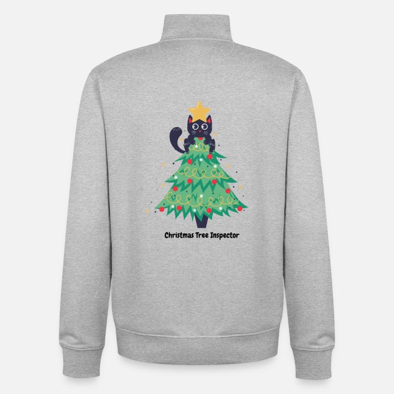 Katzen-Weihnachtspullover im Baum - Unisex Organic Zip Sweatshirt von Stanley/Stella - Grau meliert