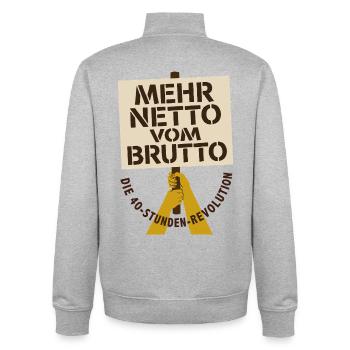 More net of gross protest - Unisex Organic Zip Sweatshirt by Stanley/Stella - heather grey - Back - AI Model Male 185 light (185cm)