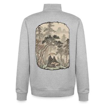 Kampfkunst Meditation Chinesische Kunst - Unisex Organic Zip Sweatshirt von Stanley/Stella - Grau meliert - Hinten - AI Model Male 185 light (185cm)
