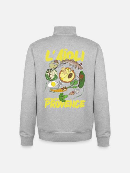 Illustrated Provençal aioli - Unisex Organic Zip Sweatshirt by Stanley/Stella - heather grey