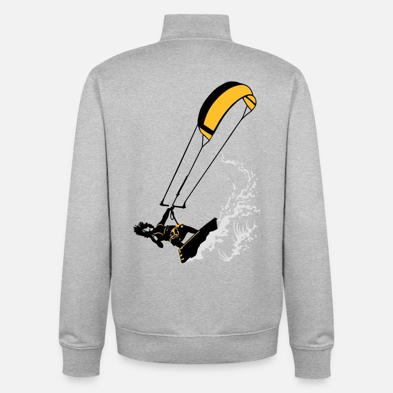 Kitesurfen und Wellen flex - Unisex Organic Zip Sweatshirt von Stanley/Stella - Grau meliert