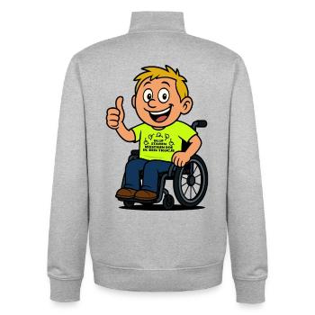 Starr weiter und ich mache einen Rollstuhltrick # - Unisex Organic Zip Sweatshirt von Stanley/Stella - Grau meliert - Hinten - AI Model Male 185 light (185cm)
