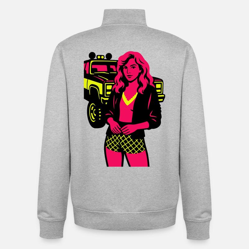 Femme avec camion - Sweat zippé unisexe en coton bio Stanley/Stella - gris chiné