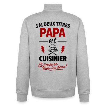 Dad Cook Humor Kitchen Gift - Unisex Organic Zip Sweatshirt by Stanley/Stella - heather grey - Back - AI Model Male 185 light (185cm)