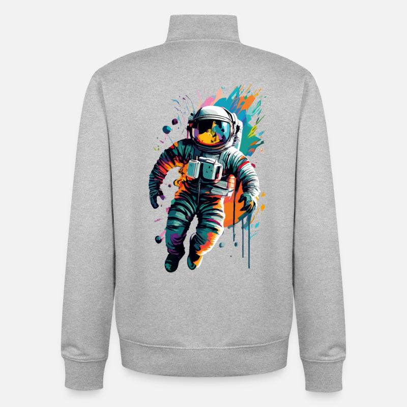 Astronaute dans l’espace spatial - Astronaut Space - Sweat zippé unisexe en coton bio Stanley/Stella - gris chiné