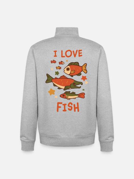 I Love Fish – Verspieltes Fisch-Design - Unisex Organic Zip Sweatshirt von Stanley/Stella - Grau meliert