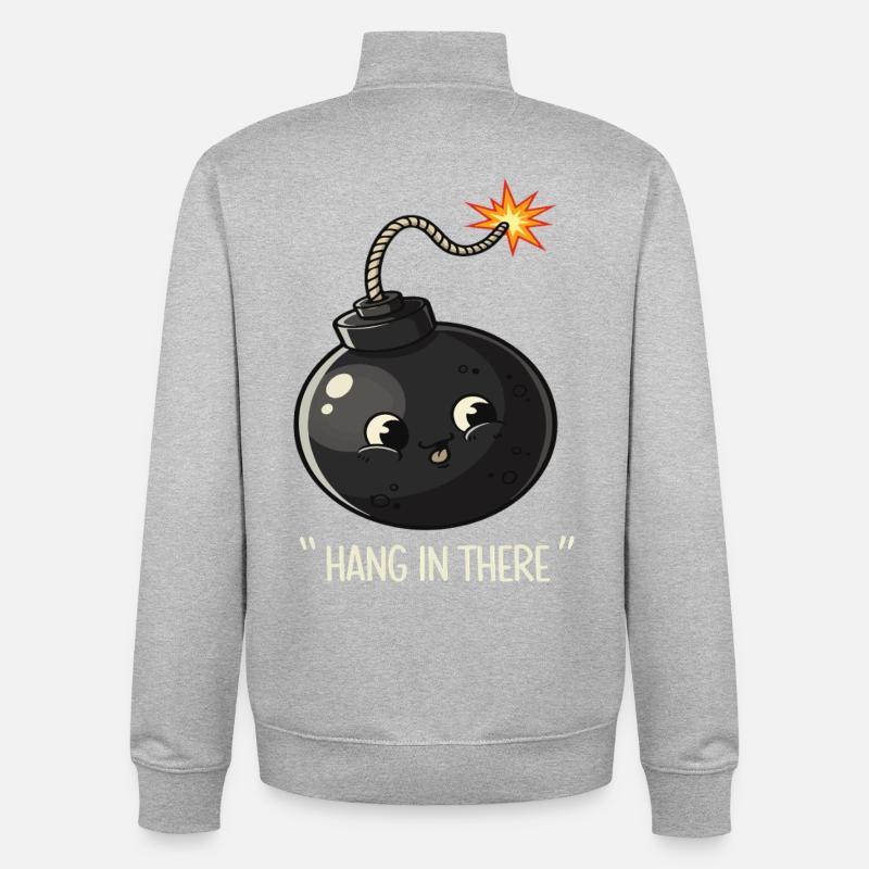 Kawaii Exploding Bomb Comic Design - Unisex Organic Zip Sweatshirt by Stanley/Stella - heather grey