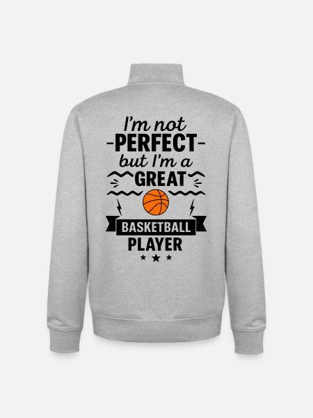 Pas parfait mais un grand basketteur - Sweat zippé unisexe en coton bio Stanley/Stella - gris chiné