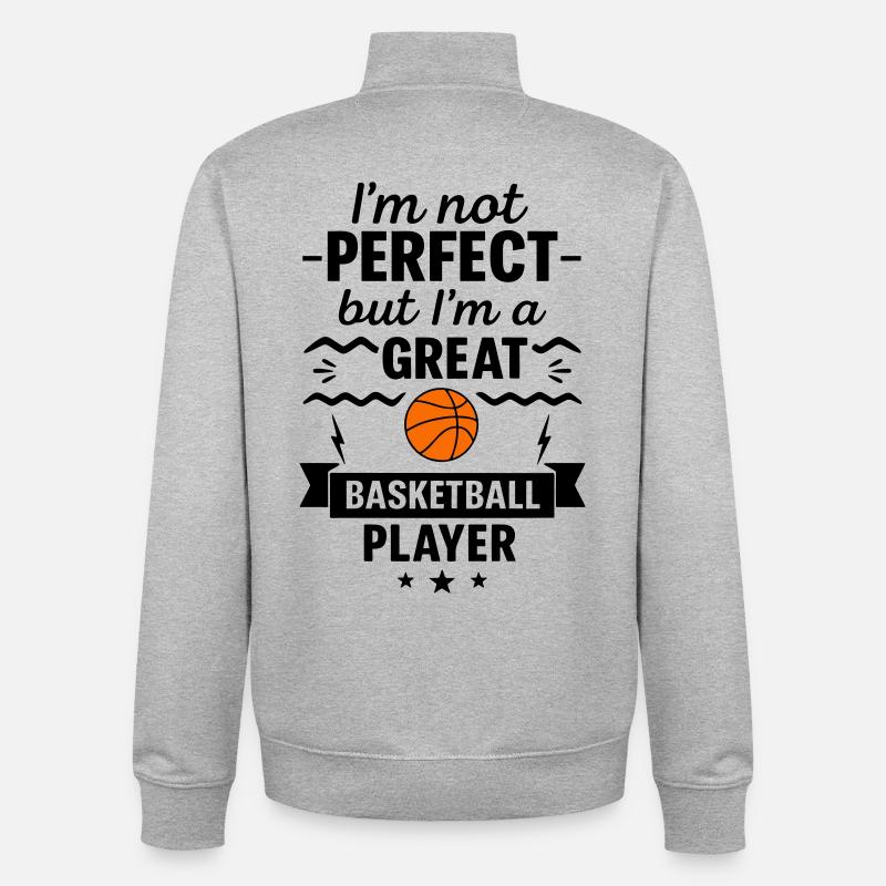 Pas parfait mais un grand basketteur - Sweat zippé unisexe en coton bio Stanley/Stella - gris chiné