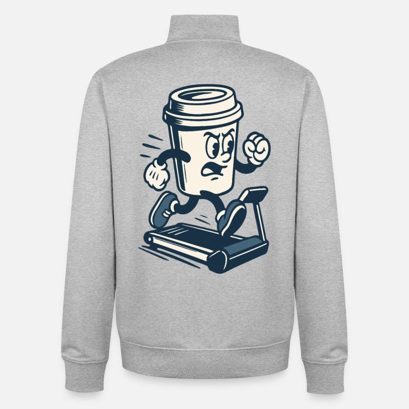 Caffeinated Sprint Coffee Cup - Unisex Organic Zip Sweatshirt by Stanley/Stella - heather grey