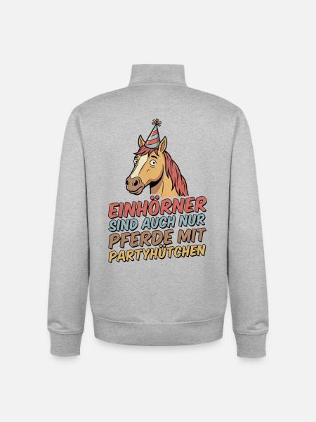 Party horse with hat - Unisex Organic Zip Sweatshirt by Stanley/Stella - heather grey
