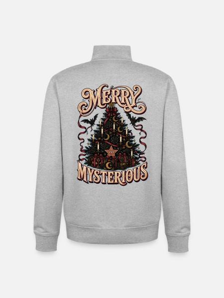 Merry and Mysterious Christmas Tree - Unisex Organic Zip Sweatshirt by Stanley/Stella - heather grey