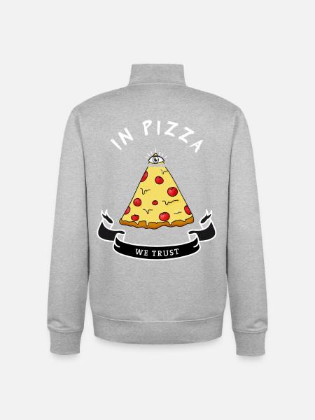 Pizza Illuminati hauska kaikki nähdä silmän ruoka huumori - Unisex vetoketjullinen collegepaita luomupuuvillasta Stanley/Stellalta - harmaasävyinen