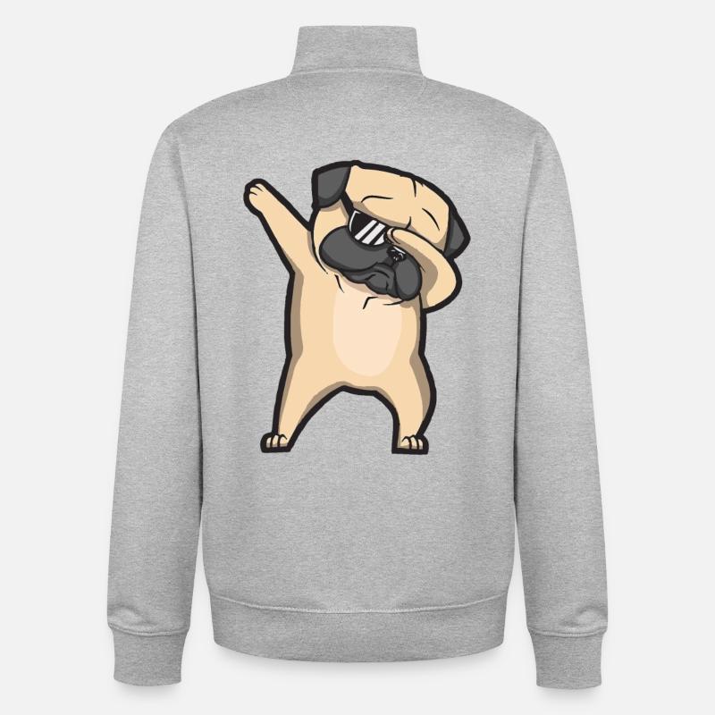 dabbing pug - Unisex Organic Zip Sweatshirt von Stanley/Stella - Grau meliert