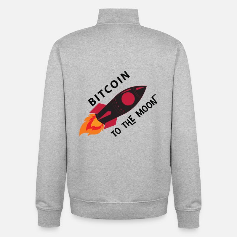 Bitcoin Rocket Moon - Sweat zippé unisexe en coton bio Stanley/Stella - gris chiné