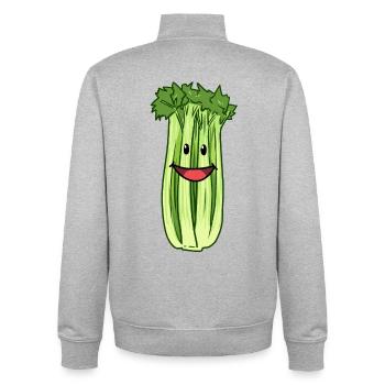 Céleri Céleri Légumes Céleri Végétaliens en bonne santé - Sweat zippé unisexe en coton bio Stanley/Stella - gris chiné - Dos - AI Model Male 185 light (185cm)
