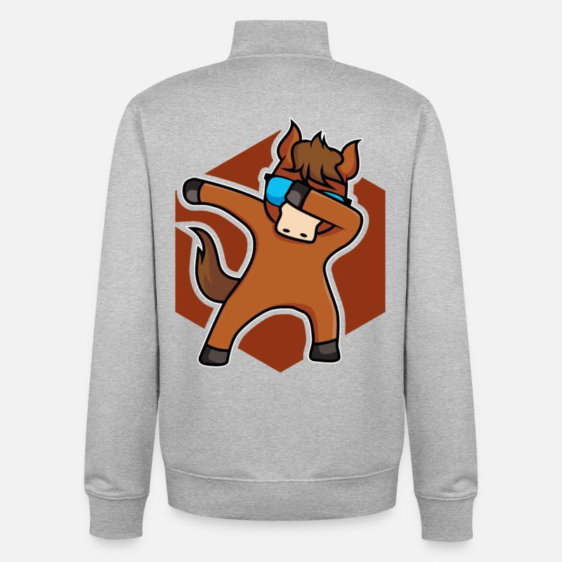 Cheval de cheval cheval - design - Sweat zippé unisexe en coton bio Stanley/Stella - gris chiné