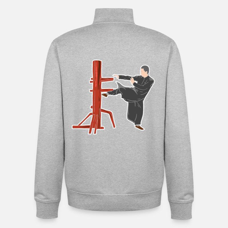 Wing Chun Kampfpose - Unisex Organic Zip Sweatshirt von Stanley/Stella - Grau meliert