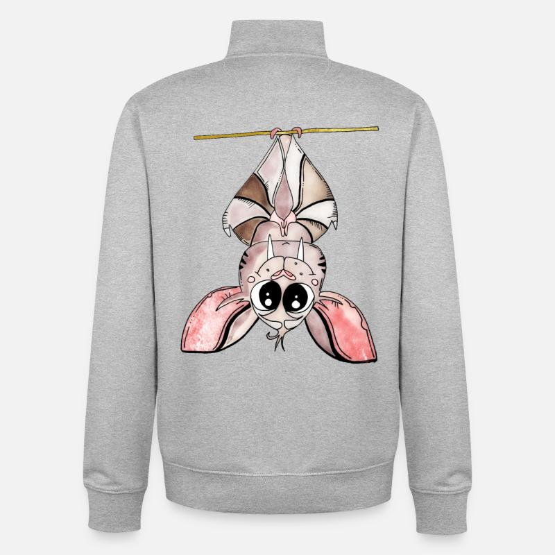 Nuit néon de Kawaii Bat - Sweat zippé unisexe en coton bio Stanley/Stella - gris chiné