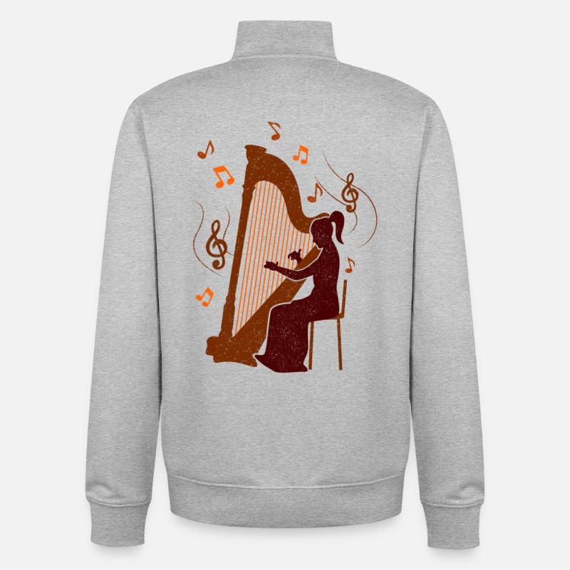 Harpe - design - Sweat zippé unisexe en coton bio Stanley/Stella - gris chiné