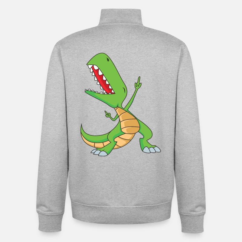 Dabbing T-Rex | Dabbing Dinosaurier - Unisex Organic Zip Sweatshirt von Stanley/Stella - Grau meliert