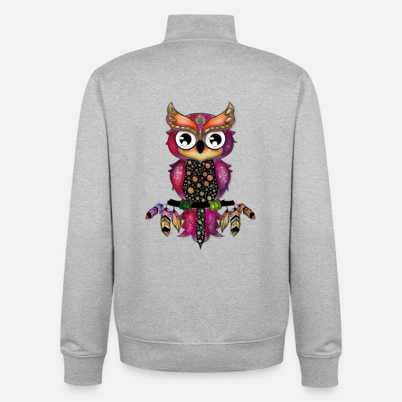 Süße elegante Eule - Unisex Organic Zip Sweatshirt von Stanley/Stella - Grau meliert