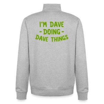 I am Dave Doing Dave Things - Unisex Organic Zip Sweatshirt by Stanley/Stella - heather grey - Back - AI Model Male 185 light (185cm)