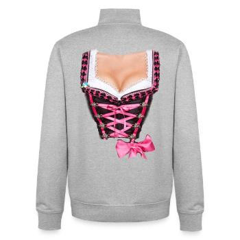 dirndl costume cleavage chest costume humor fun woman - Unisex Organic Zip Sweatshirt by Stanley/Stella - heather grey - Back - AI Model Male 185 light (185cm)