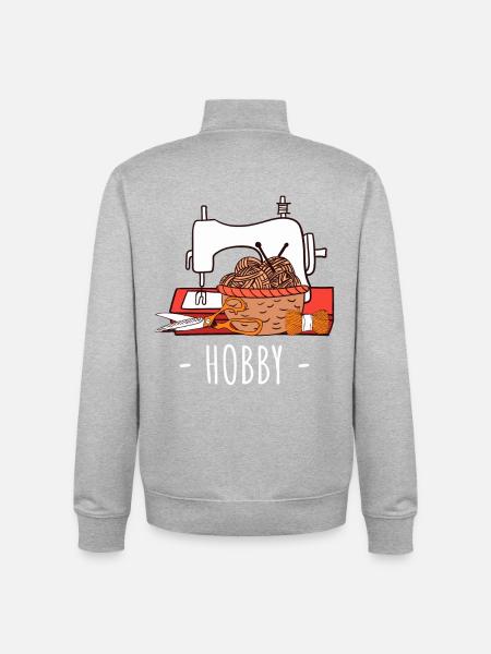 Sewing & Knitting Hobby Craft Design - Unisex Organic Zip Sweatshirt by Stanley/Stella - heather grey