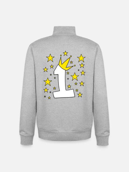 1 year al - 1 birthday - Unisex Organic Zip Sweatshirt by Stanley/Stella - heather grey