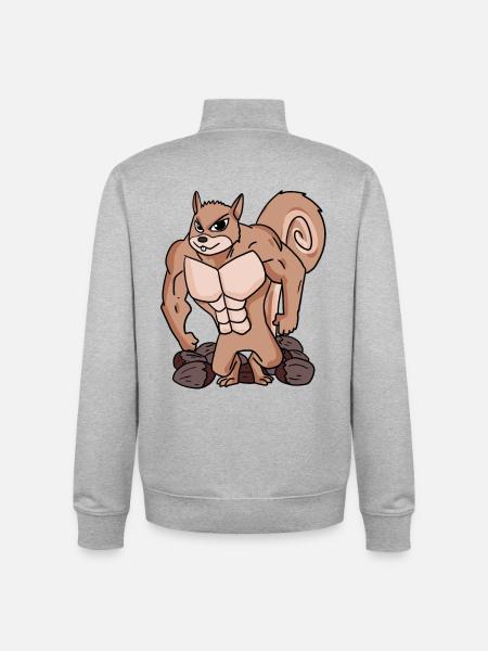 Squirrels with muscles - Unisex Organic Zip Sweatshirt by Stanley/Stella - heather grey