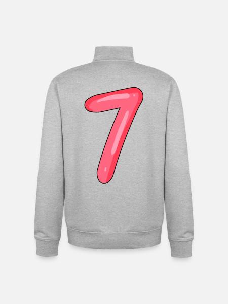 Number 7 - Number 7 - Unisex Organic Zip Sweatshirt by Stanley/Stella - heather grey