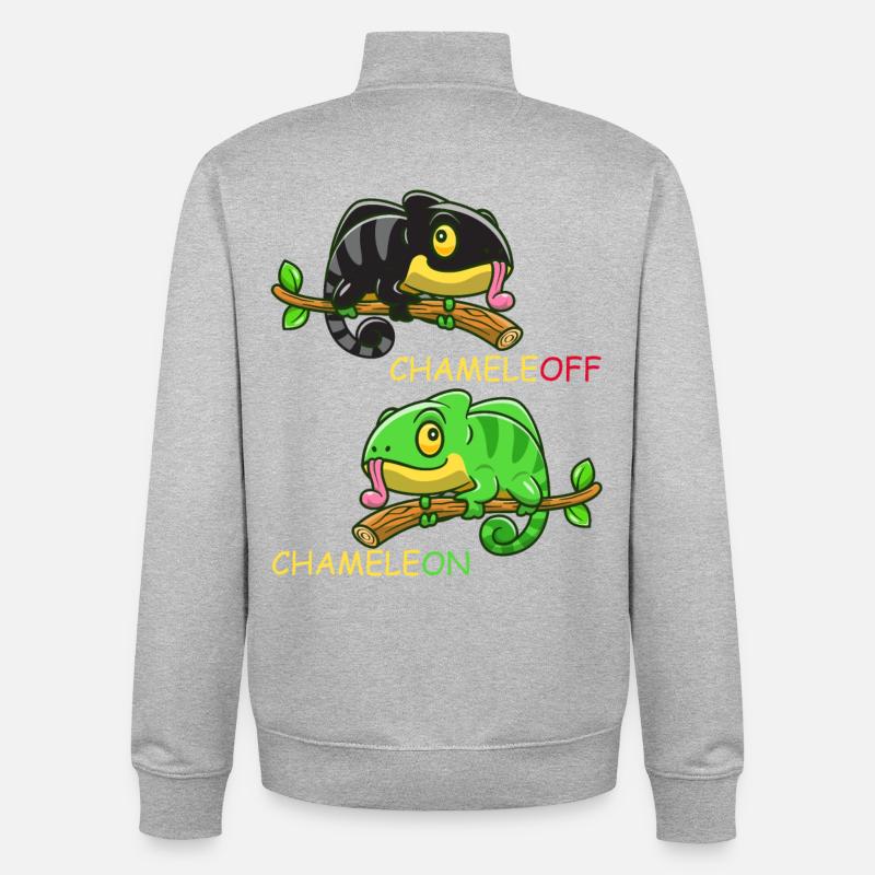 Caméléon Caméléon Lézard Blague Drôle Reptile - Sweat zippé unisexe en coton bio Stanley/Stella - gris chiné