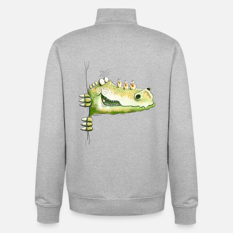 Da Guckt ein Krokodil I Dino I Echse I Fun - Unisex Organic Zip Sweatshirt von Stanley/Stella - Grau meliert
