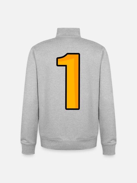 Number 1 - Unisex Organic Zip Sweatshirt by Stanley/Stella - heather grey