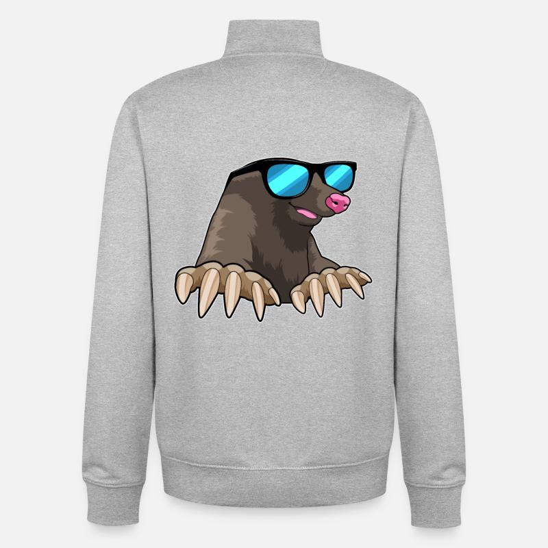 Maulwurf mit Sonnenbrille - Unisex Organic Zip Sweatshirt von Stanley/Stella - Grau meliert
