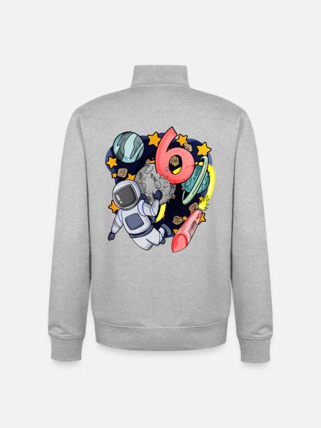 6 fødselsdag dreng - 6 år gammel - Jeg er 6 - Stanley/Stella unisex sweatshirt med lynlås i økologisk - grå meleret