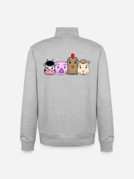 Animaux mignons - Sweat zippé unisexe en coton bio Stanley/Stella - gris chiné