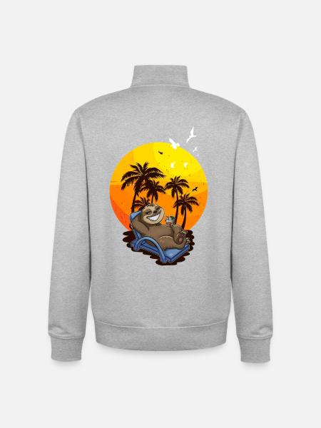 Sloth Relax Holiday Trip - Unisex Organic Zip Sweatshirt by Stanley/Stella - heather grey