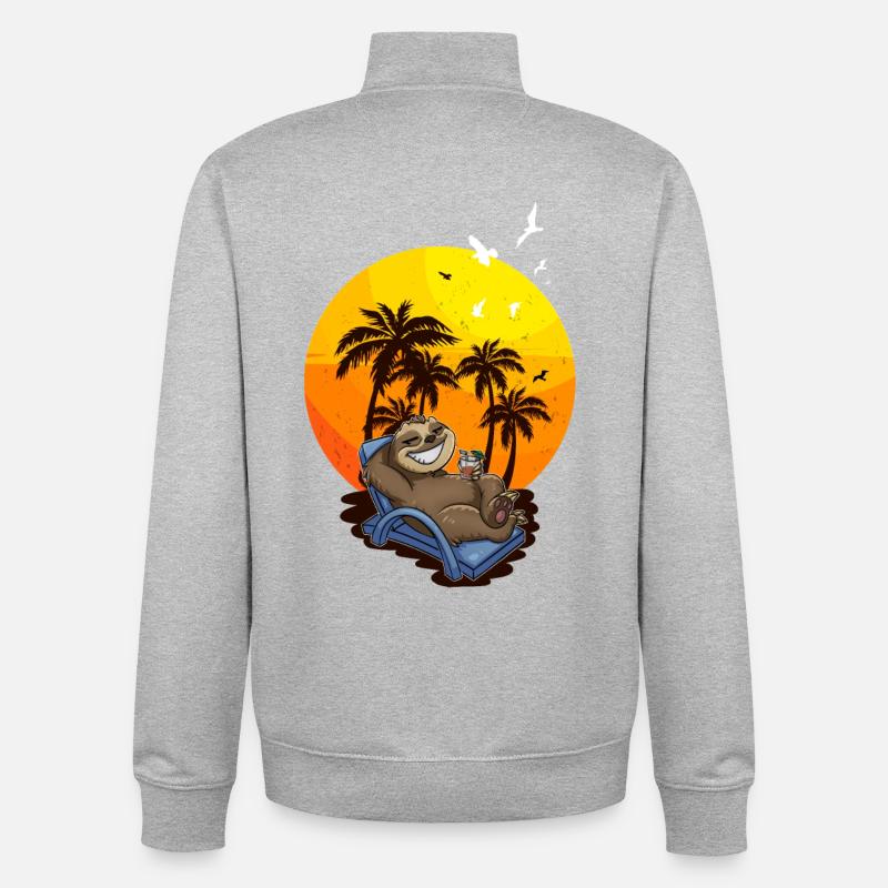 Sloth Relax Voyage de vacances - Sweat zippé unisexe en coton bio Stanley/Stella - gris chiné
