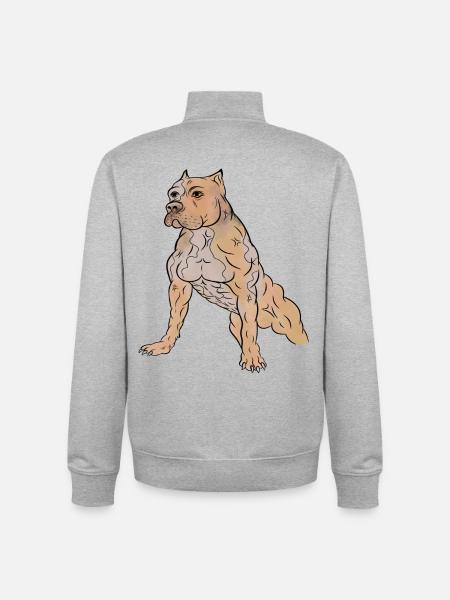Gespierde Hond - American Staffordshire Terrier - Unisex sweater met rits van biologisch katoen Stanley/Stella - grijs gemêleerd