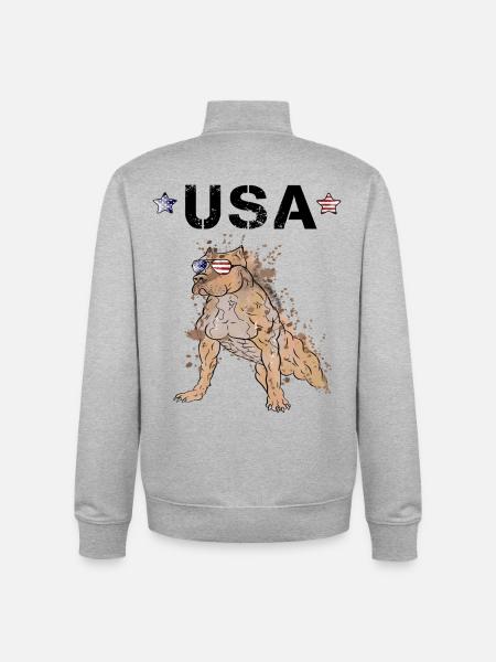 American Staffordshire Terrier - Unisex Organic Zip Sweatshirt by Stanley/Stella - heather grey